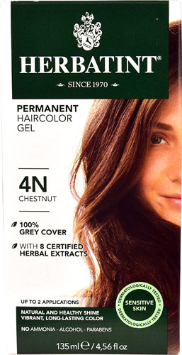 Перманентный гель-краска для волос 4N «Каштан» — 4,56 жидких унций Herbatint