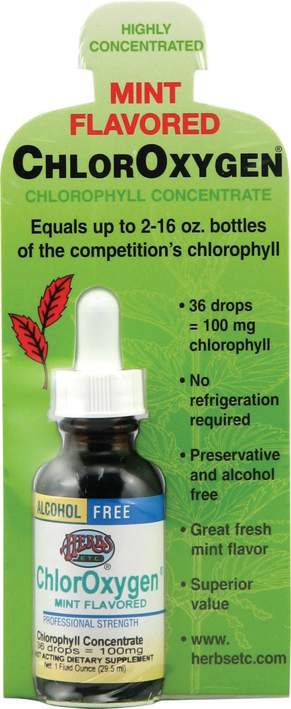 ChlorOxygen безалкогольная мята — 1 жидкая унция Herbs Etc.