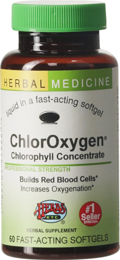 Herbs Etc. Концентрат хлорофилла ChlorOxygen® -- 60 мягких таблеток быстрого действия Herbs Etc.