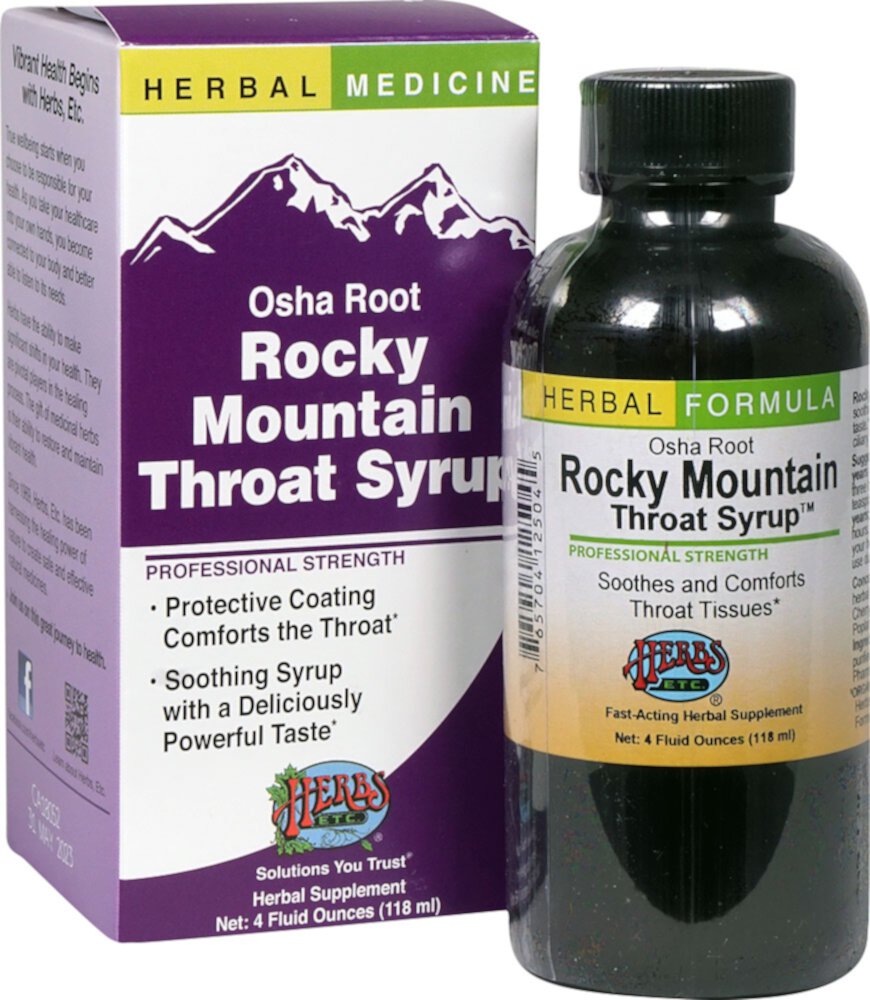 Osha Root Rocky Mountain Throat Syrup -- 4 fl oz (Жидкие унции) Herbs Etc.