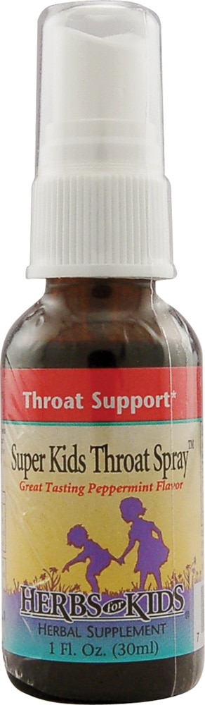 Super Kid's Throat Spray (Спрей) ™ Peppermint -- 1 fl oz (Жидкие унции) Herbs for Kids