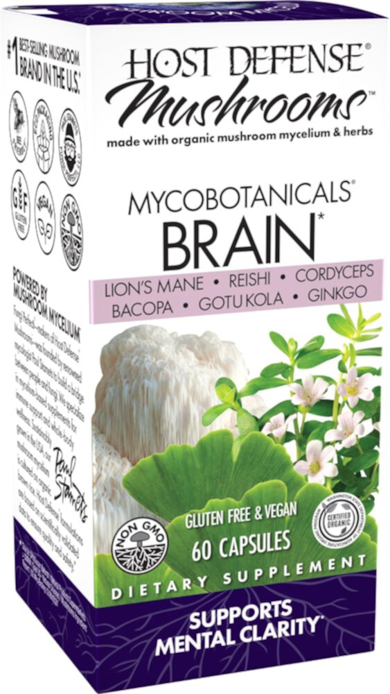 MycoBotanicals™ Brain - Грибной Комплекс - 60 Вегетарианских Капсул - Host Defense Host Defense