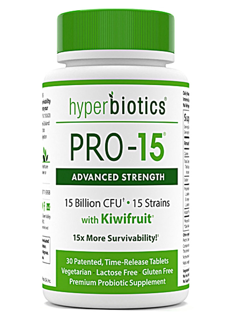 Hyperbiotics PRO-15 Advanced Strength -- 15 миллиардов КОЕ - 30 таблеток с замедленным высвобождением Hyperbiotics