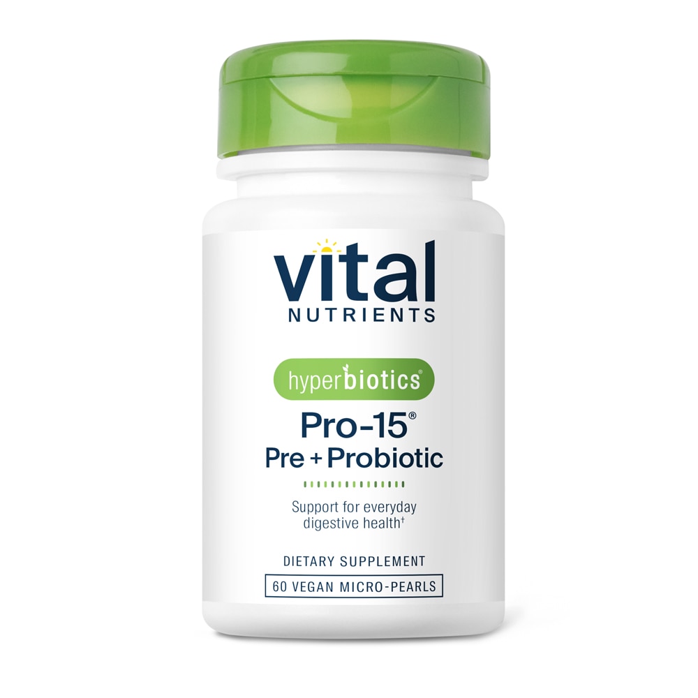 PRO-15® Probiotics -- 5 billion CFU - 60 Time-Release Micro-Pearls Vital Nutrients