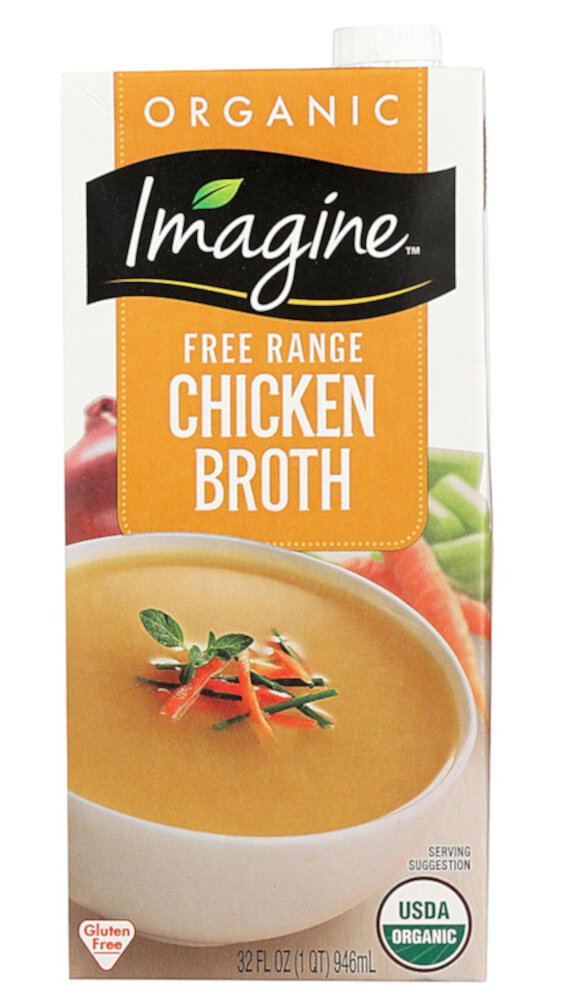 Organic Free Range Chicken Broth -- 32 fl oz (Жидкие унции) Imagine Foods