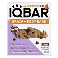 IQBAR Мозг &amp; Батончики для тела с чипсами из миндального масла — 4 батончика IQBAR