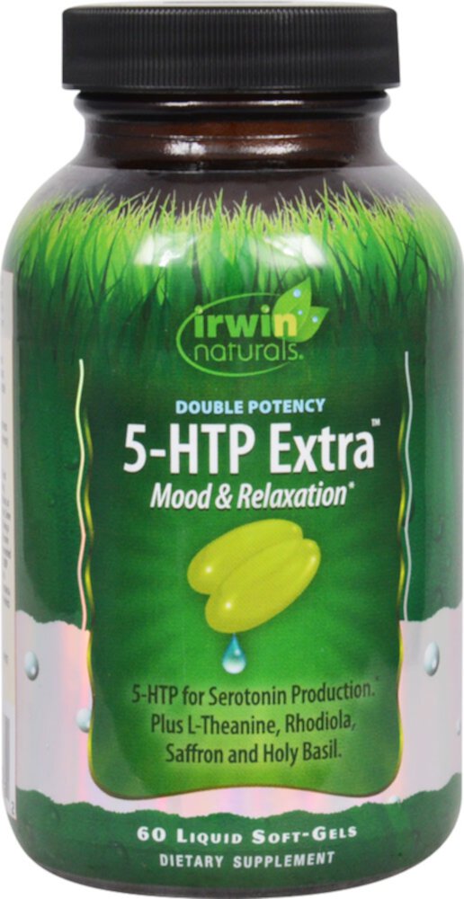 Double Potency 5-HTP Extra™ -- 60 Liquid Softgels (Жидкие мягкие капсулы) Irwin Naturals