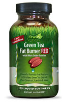 Irwin Naturals Green Tea Fat Burner Red™ с усилителем оксида азота, пищевая добавка, 75 мягких капсул с жидкостью Irwin Naturals