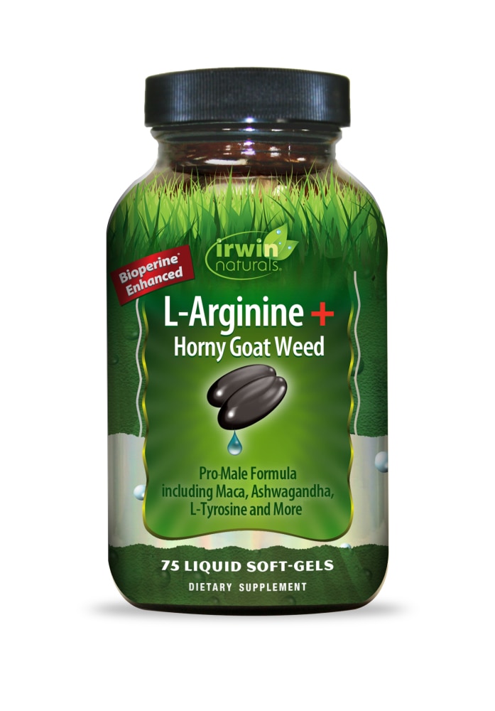 L-Arginine + Horny Goat Weed -- 75 Liquid Softgels (Жидкие мягкие капсулы) Irwin Naturals