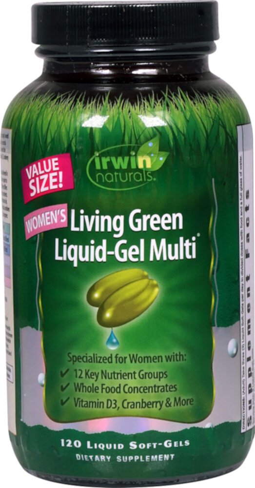 Living Green Liquid (Жидкость)-Gel (Гель) Multi™ For Women -- 120 Liquid Softgels (Жидкие мягкие капсулы) Irwin Naturals