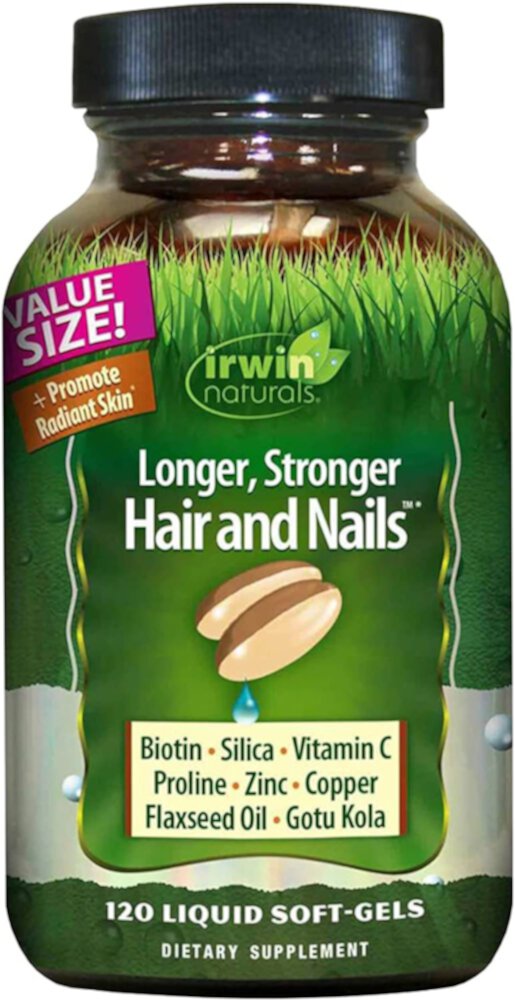 Longer, Stronger Hair and Nails -- 120 Liquid Softgels (Жидкие мягкие капсулы) Irwin Naturals