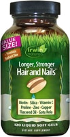 Более длинные и крепкие волосы и ногти — 120 мягких капсул с жидкостью Irwin Naturals