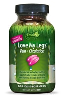 Love My Legs™ Vein + Circulation — 60 мягких капсул с жидкостью Irwin Naturals