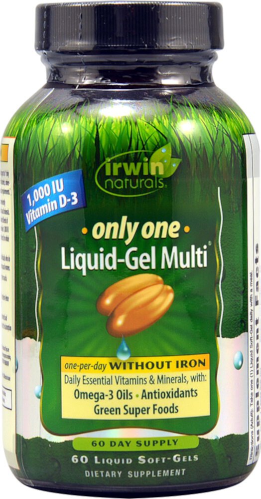 Only One Liquid (Жидкость)-Gel (Гель) Multi™ Without Iron -- 60 Liquid Softgels (Жидкие мягкие капсулы) Irwin Naturals