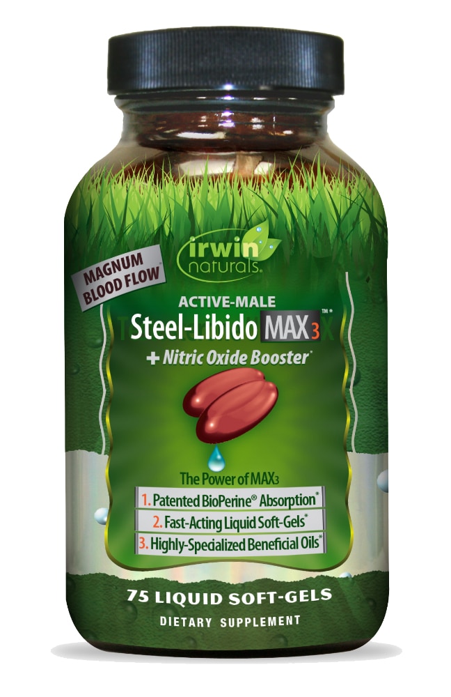 Steel-Libido Max3™ + Nitric Oxide Booster -- 75 Liquid Softgels (Жидкие мягкие капсулы) Irwin Naturals