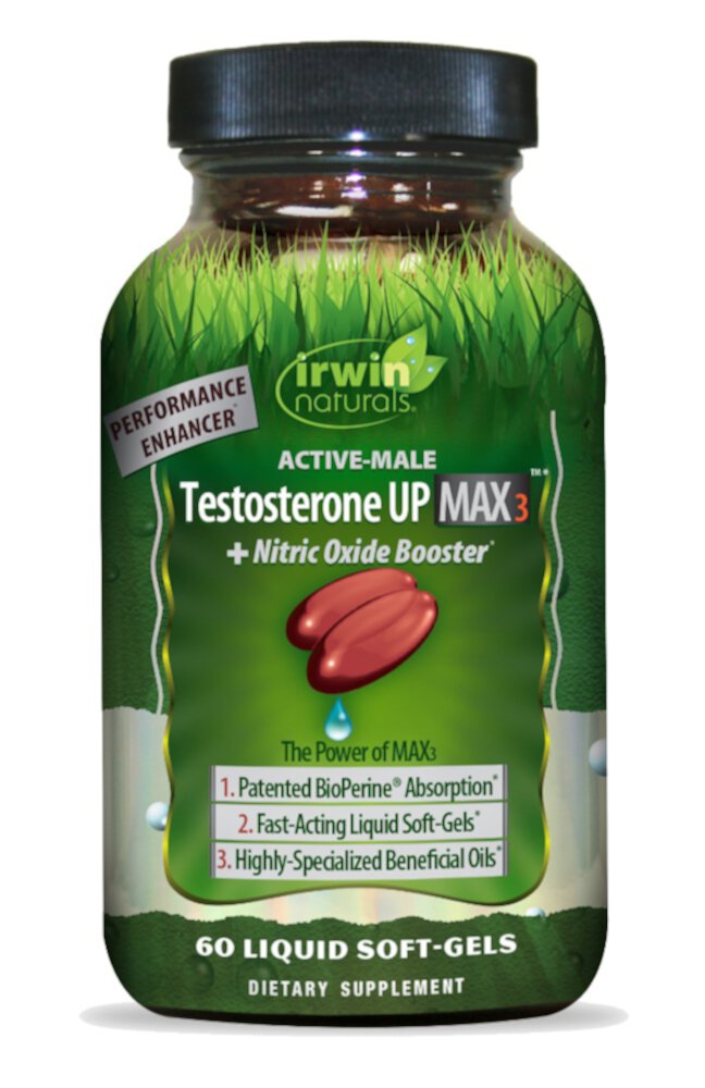 Testosterone Up Max3™ + Nitric Oxide Booster -- 60 Liquid Softgels (Жидкие мягкие капсулы) Irwin Naturals