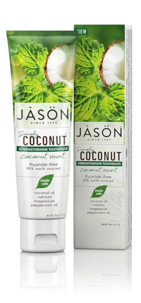 Укрепляющая зубная паста Simply Coconut «Кокос и мята» — 4,2 унции JASON