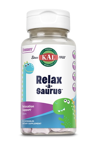 Kids Relax-a-Saurus™ успокаивающая поддержка с виноградом - 30 жевательных таблеток KAL