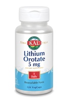 Lithium Orotate Dietary Supplement -- 5 mg - 120 VegCaps KAL