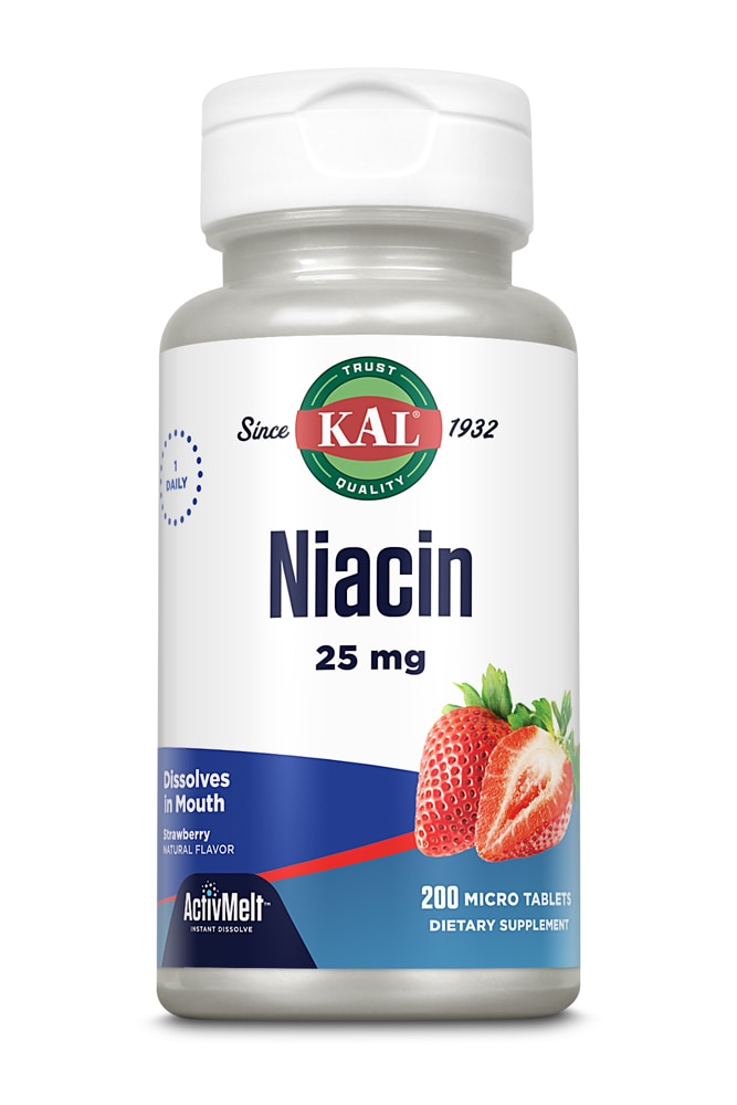 KAL Niacin ActivMelt™ Strawberry — 25 мг — 200 микротаблеток KAL