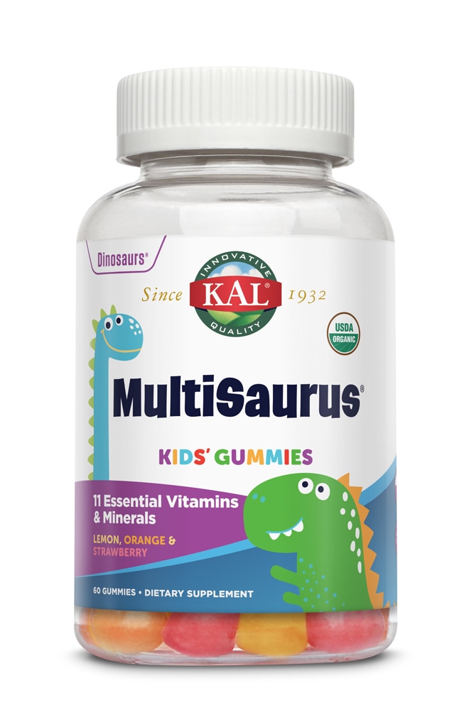 MultiSaurus® Kids' Gummies (Жевательные конфеты) Lemon Orange & Strawberry -- 60 Gummies KAL