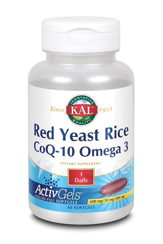 Red Yeast Rice CoQ-10 Omega 3 -- 60 Softgels (Мягкие капсулы) KAL