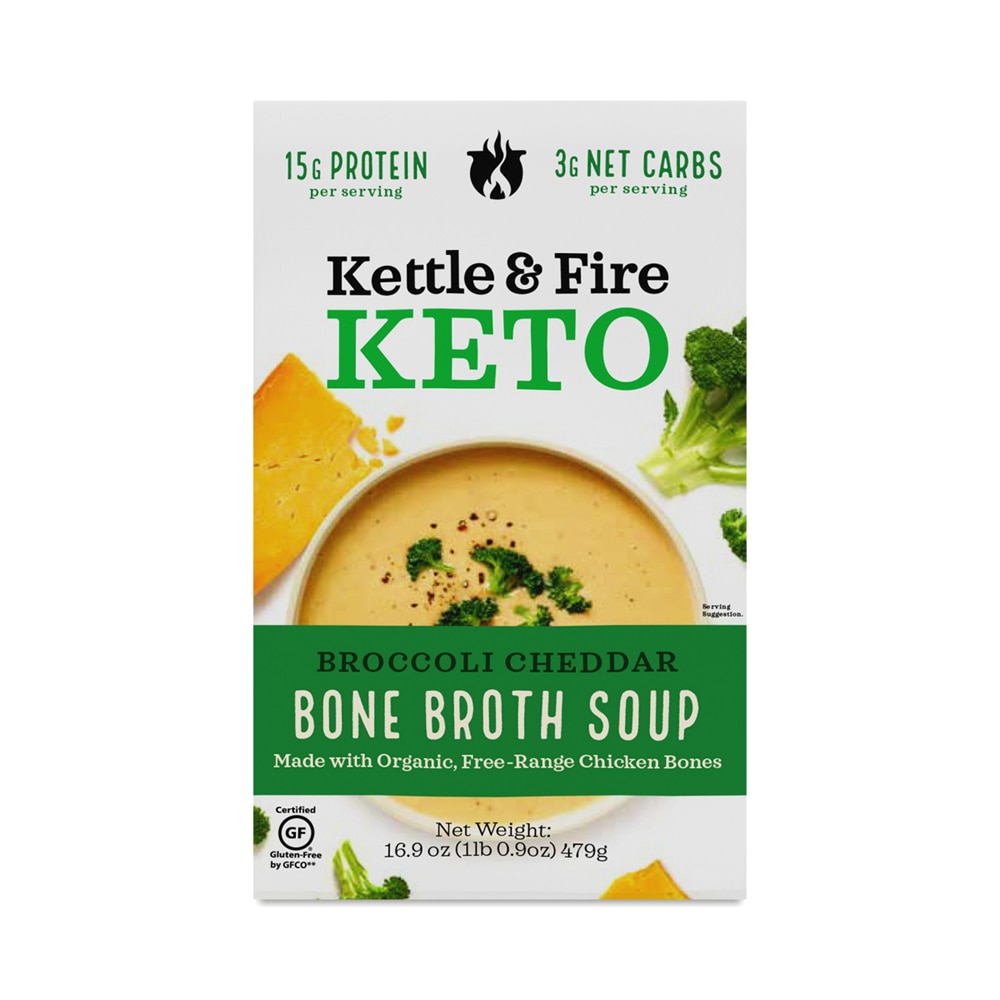 Чайник &amp; Суп на костном бульоне Fire Keto с брокколи и чеддером — 16,9 унции Kettle & Fire
