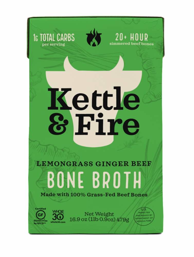 Lemongrass Ginger Beef Bone Broth -- 16.9 oz (Унции) Kettle & Fire