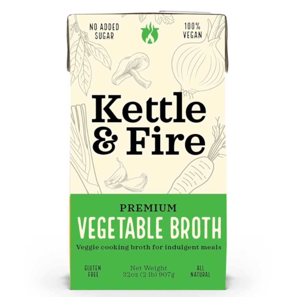 Premium Vegetable Cooking Broth -- 32 oz (Унции) Kettle & Fire