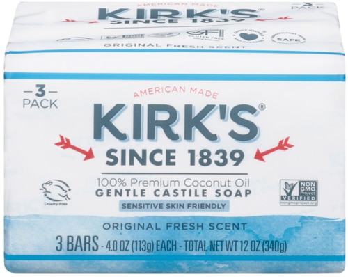 Gentle Castile Soap Original Fresh Scent -- 3 Bars Kirk's