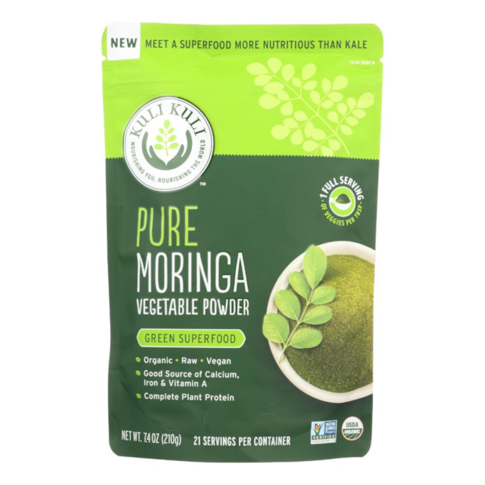 Pure Moringa Vegetable Powder (Порошок) -- 7.4 oz (Унции) Kuli Kuli