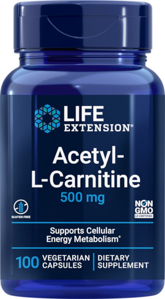 Acetyl-L-Carnitine -- 500 mg - 100 Vegetarian Capsules (Вегетарианские капсулы) Life Extension