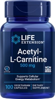 Acetyl-L-Carnitine -- 500 mg - 100 Vegetarian Capsules (Вегетарианские капсулы) Life Extension