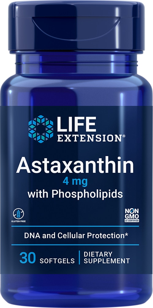 Astaxanthin with Phospholipids -- 4 mg - 30 Softgels (Мягкие капсулы) Life Extension