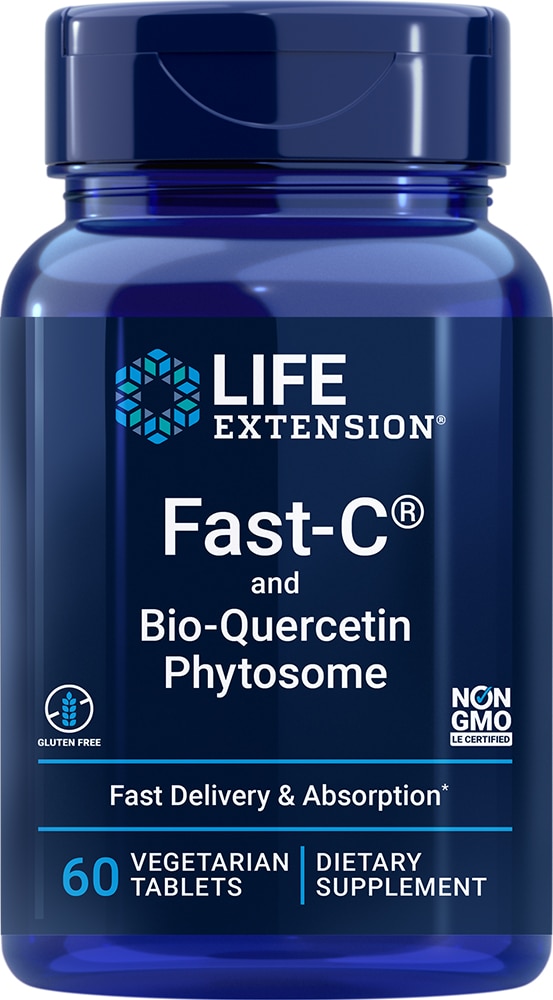 Life Extension Fast-C® и био-кверцетиновые фитосомы -- 60 вегетарианских таблеток Life Extension