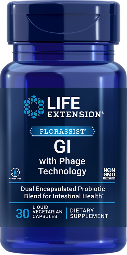 Florassist® GI с технологией Фагов - 30 жидких вегетарианских капсул - Life Extension Life Extension