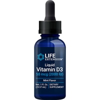 Liquid (Жидкость) Vitamin D3 Mint -- 2000 IU - 1 fl oz (Жидкие унции) Life Extension