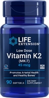 Витамин K2 низкой дозировки - 45 мкг - 90 мягких капсул - Life Extension Life Extension