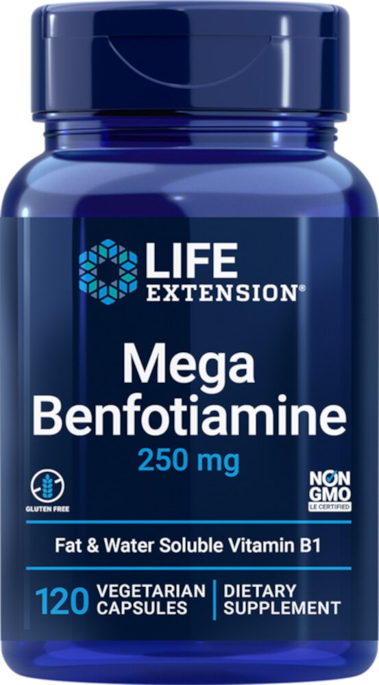 Мега Бенфотиамин — 250 мг — 120 вегетарианских капсул Life Extension