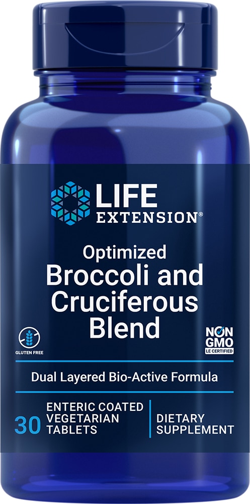 Life Extension Оптимизированная смесь брокколи и крестоцветных – 30 вегетарианских таблеток, покрытых кишечнорастворимой оболочкой Life Extension