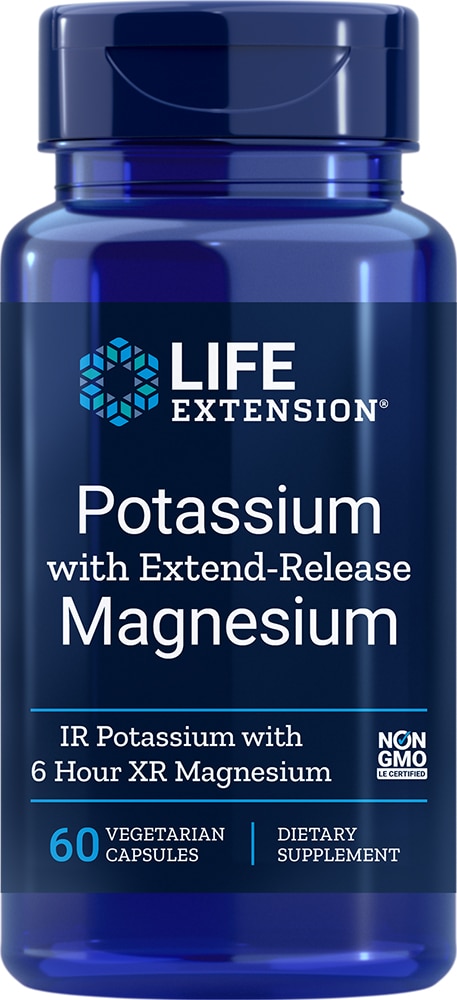 Калий с Продленным Высвобождением Магния - 60 растительных капсул - Life Extension Life Extension