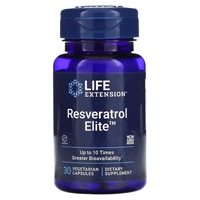 Ресвератрол Элит, 100 мг, 30 вегетарианских капсул Life Extension