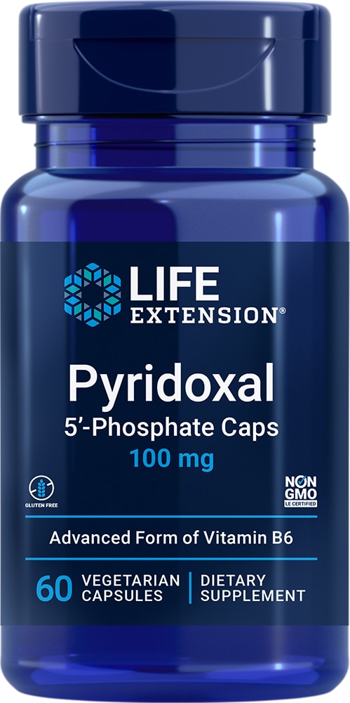 Пиридоксаль-5'-фосфат - 100 мг - 60 вегетарианских капсул - Life Extension Life Extension