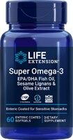 Рыбий жир Super Omega-3 EPA-DHA с лигнанами кунжута и экстрактом оливы — 60 мягких г с кишечнорастворимой оболочкой Life Extension
