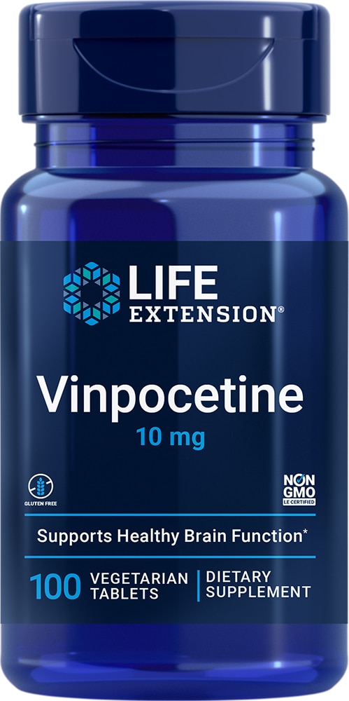 Vinpocetine -- 10 mg - 100 Vegetarian Tablets (Вегетарианские таблетки) Life Extension