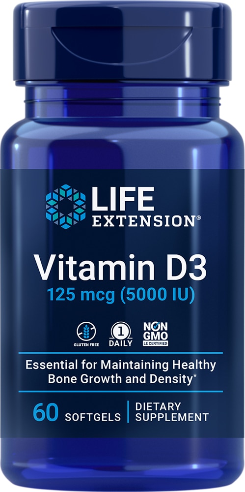 Витамин D3 - 5000 МЕ - 60 капсул - Life Extension Life Extension