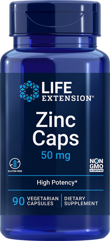 Цинк - 50 мг - 90 вегетарианских капсул - Life Extension Life Extension