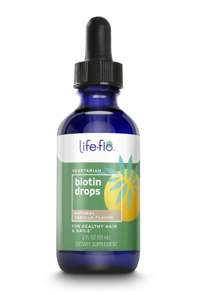 Biotin Drops (Капли) Dietary Supplement Natural Vanilla -- 2 fl oz (Жидкие унции) Life-flo