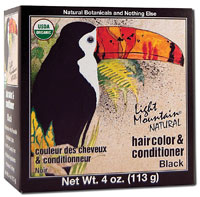 Натуральная краска и кондиционер для волос черный -- 4 жидких унции Light Mountain