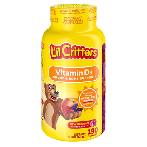 Vitamin D3 Bone Support Natural Fruit -- 190 Gummy Bears L'il Critters